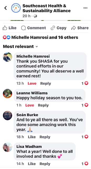 Feedback December 2023 via Facebook