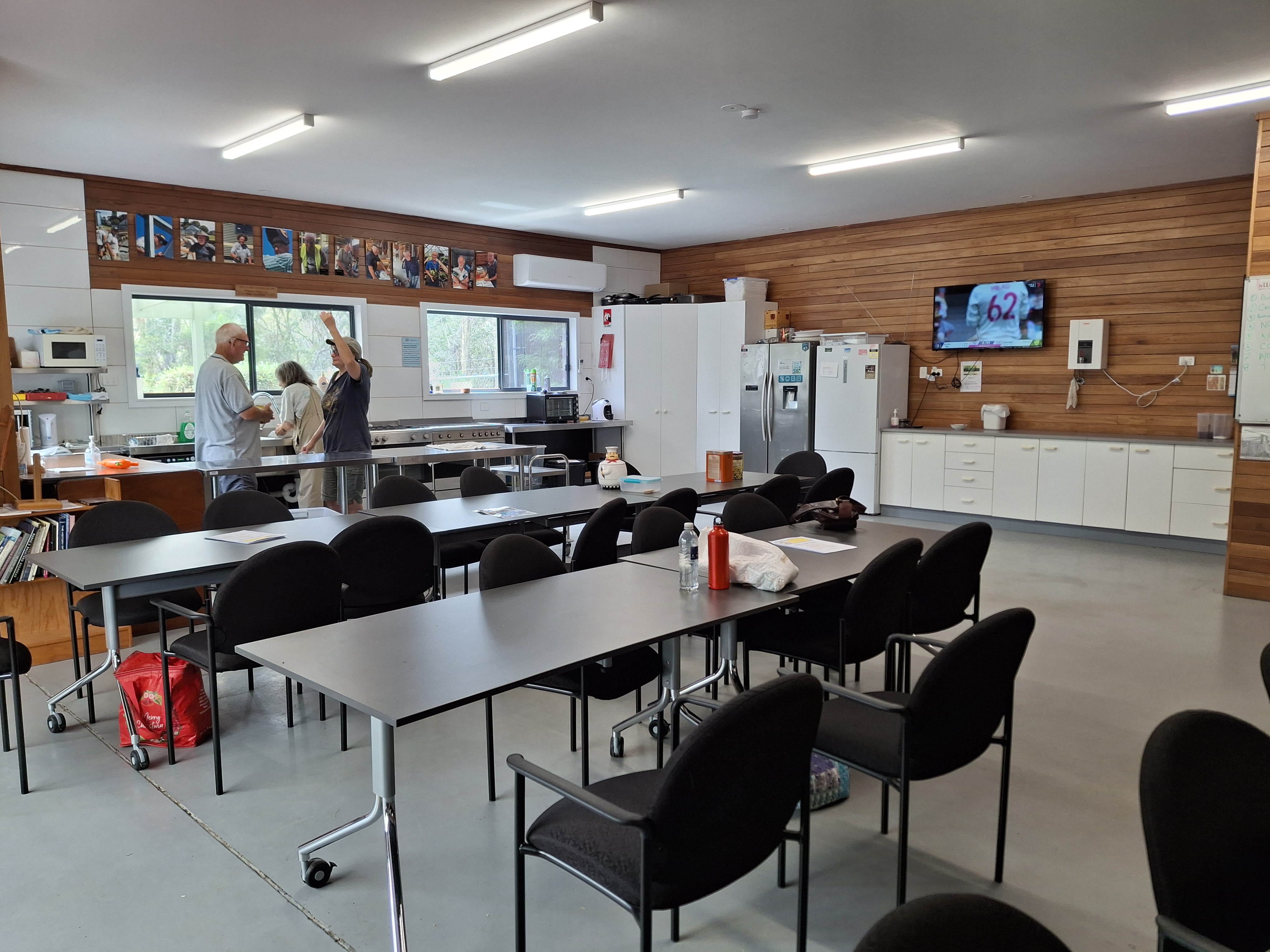 Kitchen and seating inside Narooma Men's Shed