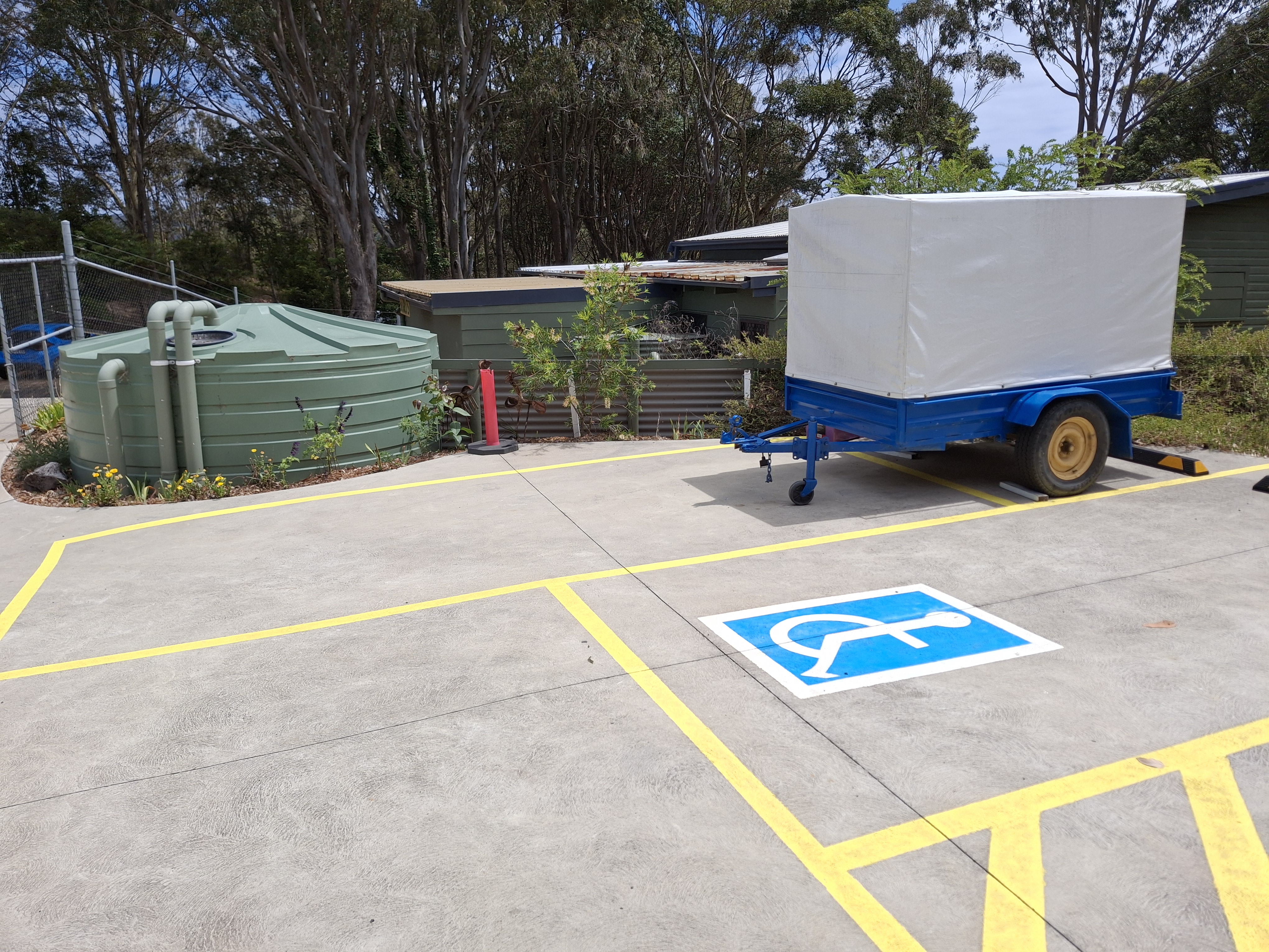 Narooma Men's Shed rainwater tank and accessible parking