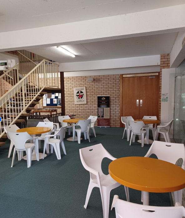 Downstairs seating area